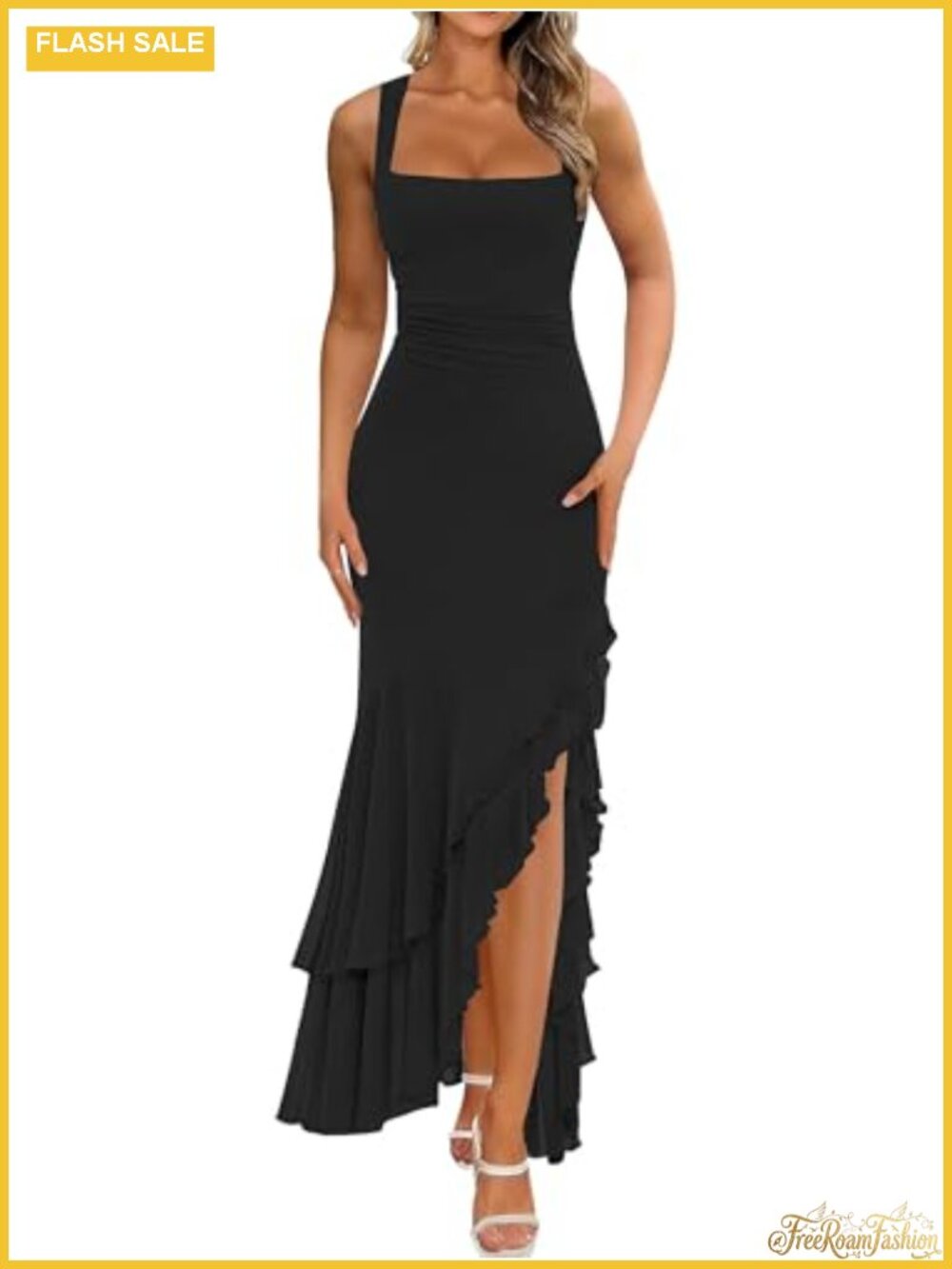 Elegant Mesh Bodycon Ruched Maxi Cocktail Dress Sleeveless High Slit